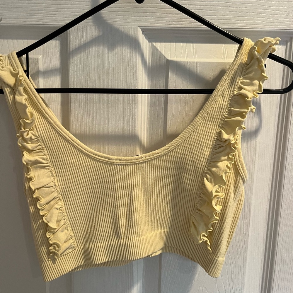 Zara Light Yellow Ruffle Tank Top - Picture 3 of 3